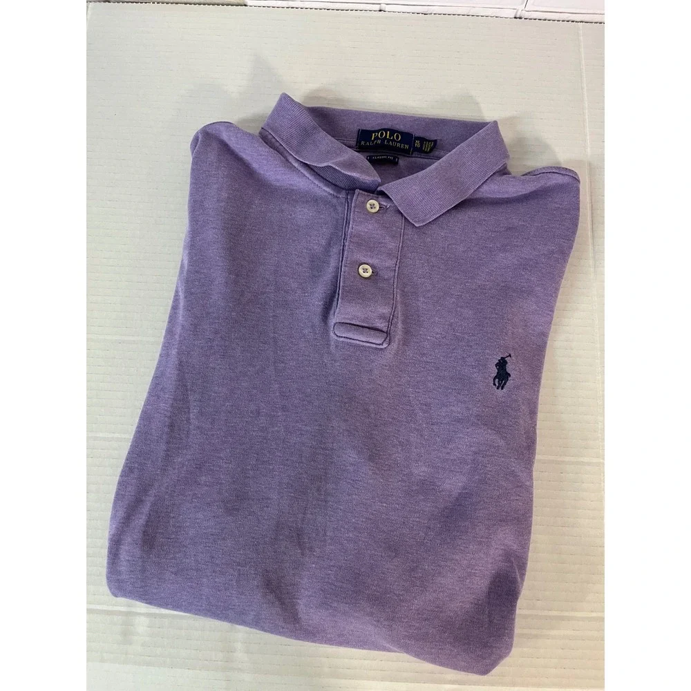 Polo‎ Ralph Lauren Polo Shirt Mens XL Purple Classic Fit Heathered